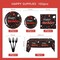 Red and Black Birthday Party Supplies, Happy Birthday Plates and Napkins Set With Birthday Tablecloth, Red and Black Birthday Decorations Serve 25 Guests